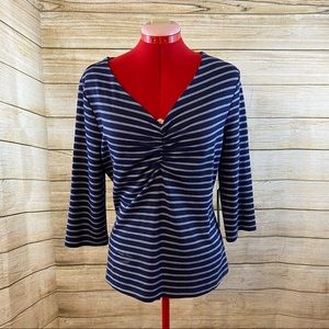 New With Tag (NWT) Tahari Blue & White Stripe Blouse Women’s Size Large